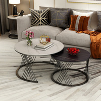 Meubles de salon ronds nordiques BLANC Ensemble de tables basses Muebles De Sala Mdf