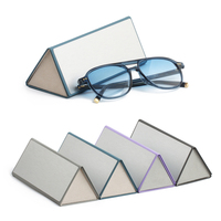 Étui à lunettes pliable triangulaire fait à la main en alliage métallique givré mat PU Boîte à lunettes Personnalisation du logo Étui à lunettes de soleil