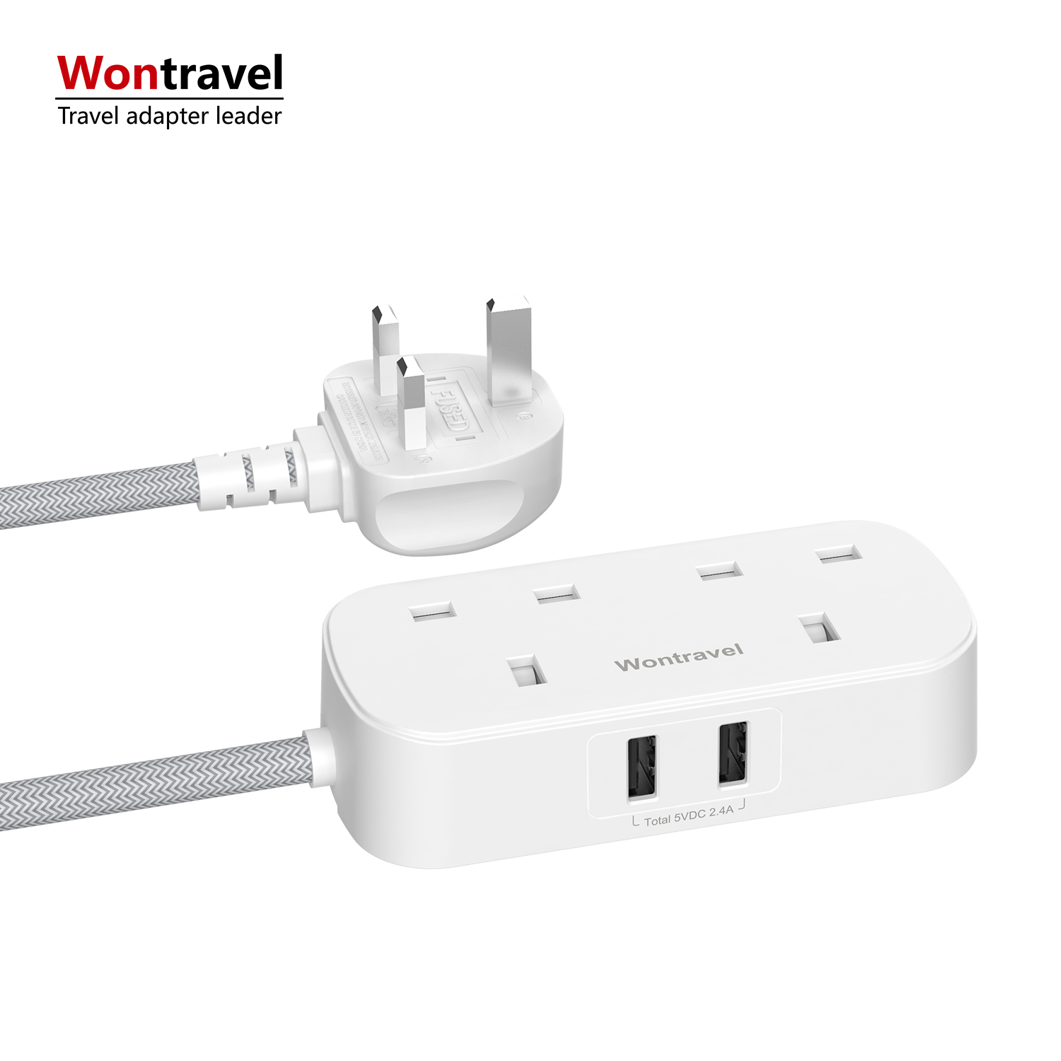 Compact design 13A uk 2 gang extension socket travel power strip uk extension lead