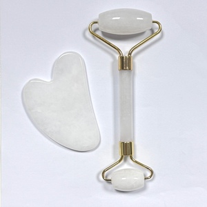 Relieve Fatigue <b>Jade</b> Beauty Massager Natural <b>Jade</b> <b>Roller</b> Gua Sha White <b>Jade</b> Gua Sha Set - Product Image 1