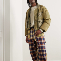Veste bombardier verte à fermeture éclair et sieste classique à la mode veste bombardier en duvet de toile en mélange de coton matelassé pour hommes