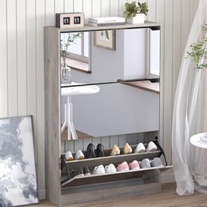 Meubles à chaussures étroits de style européen blancs avec 3 tiroirs <span class=keywords><strong>miroir</strong></span> rabattables pour entrée, couloir - Product Image 6