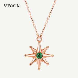 Collar VFOOK con Colgante de Gema Verde Starburst, Oro Sólido de 18K, Joyería Fina para Mujer, para Fiestas, Joyería Permanente - Product Image 1