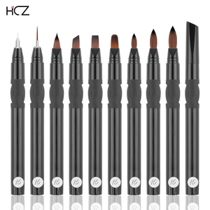 Lot de 9 pinceaux marqueurs de <span class=keywords><strong>nail</strong></span> <span class=keywords><strong>art</strong></span> liquides contrôlables 2-en-1 pour gel, avec pointe fine, fournitures pour ongles - Product Image 1