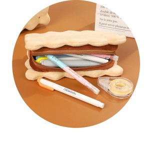 Estuche para lápices de galletas sándwich de gran capacidad, bolsa de almacenamiento de felpa simple y creativa para niñas, caja de papelería - Product Image 2