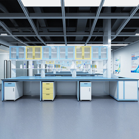 Meubles de laboratoire durables, tables scolaires modulaires, résistance chimique, bancs de travail de laboratoire hospitalier avec étagères et armoires
