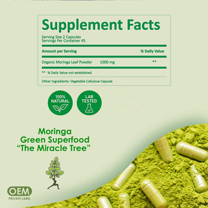 OEM, Mengandung 1000 mg Bubuk Daun Kelor Organik, Suplemen Daun Kelor, Ekstrak Daun Kelor, Kapsul Daun Kelor - Product Image 3