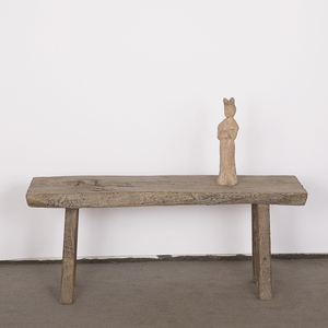 Banc long simple en bois vieilli de style rustique chinois ancien, pour salon - Product Image 1