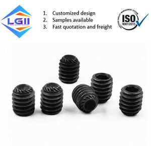 Vis à métaux hexagonales à tête plate en acier au carbone grade 12.9 M3 Black Knurling Concave End Set Screws Système de mesure métrique - Product Image 2