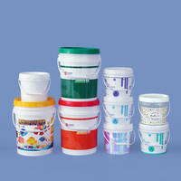 Ember Plastik Bulat Tebal Food Grade 18L-50L, Wadah Cat Kosong dengan Tutup dan Pegangan, Produksi Pabrik