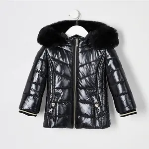아기 소녀 겨울 두꺼운 검은 색 자켓 키즈 따뜻한 패딩 코트 후드