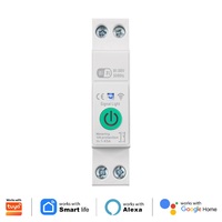 Disjoncteur intelligent Wi-Fi avec mesure 63A 1P sur rail DIN, contrôle à distance, module de minuterie pour maison connectée Smart Life Tuya App Alexa
