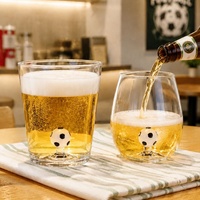 Verre à bière 3D Football en verre borosilicate, verre à boire créatif sur le thème du sport pour bar, fête, cadeau