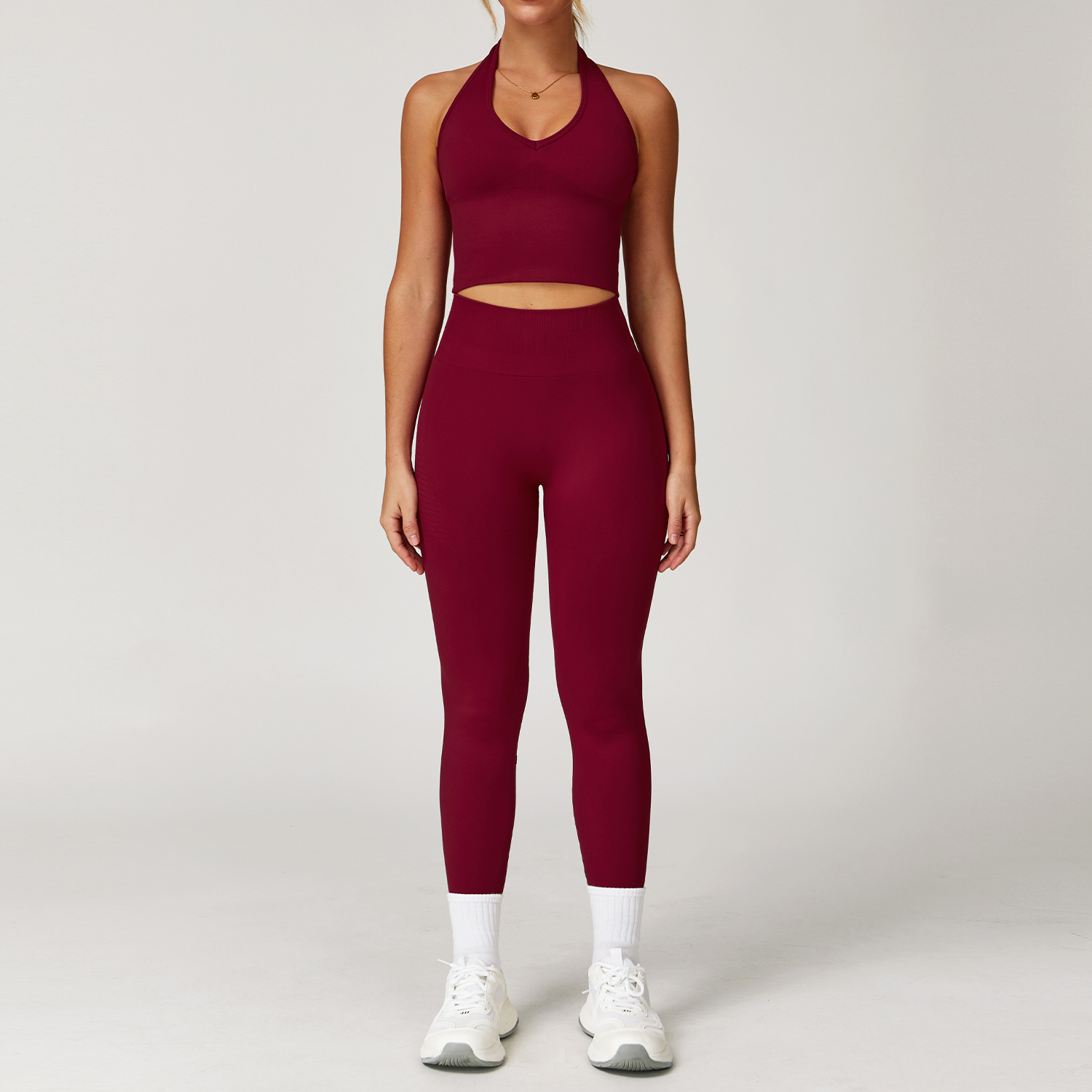 top1+legging-cherry red