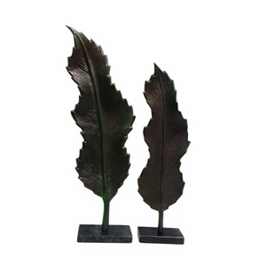 Escultura Grande con Patrón de Hoja de Mango, Diseño Antiguo, Figura de Hoja Sólida de Metal, Base Independiente, Arte Decorativo para el Hogar y Manualidades - Product Image 1