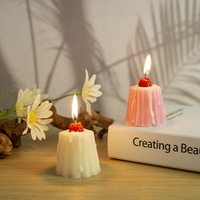 Kreative Moderne Erdbeerpudding-Sojawachs-Kerze, Handgefertigte Popcorn-förmige Glaskerze, Aromatherapie-Heimdekoration, 50 Stunden Brenndauer