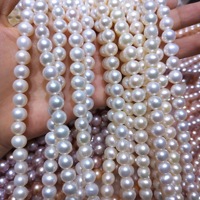 Perles d'eau douce naturelles presque rondes de 8-9 mm, haute brillance, perles en vrac, vente en gros pour la fabrication de colliers