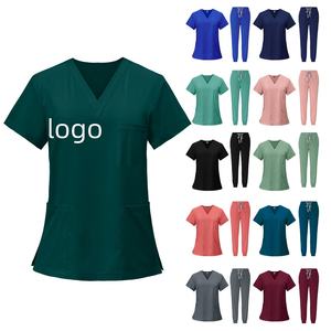 Blusa Médica con Cuello <span class=keywords><strong>en</strong></span> V para Mujer, Corte Clásico, 3 Bolsillos, Alto Rendimiento, Fácil Cuidado, Uniforme <span class=keywords><strong>de</strong></span> Trabajo <span class=keywords><strong>de</strong></span> Manga Corta para Doctora - Product Image 1