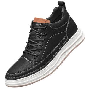 Zapatillas Negras de Hombre Estilo Coreano de Moda, Casuales, de Caña Alta, con Aumento de Altura Oculto, Punta Baja y Forro de Malla, Ideales para Otoño - Product Image 5