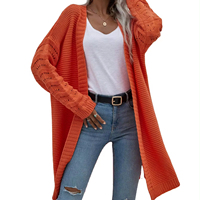 Cardigan long en tricot pour femme, personnalisé, col en V, couleur unie, tricoté