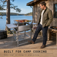 Panier de barbecue personnalisé thermolaqué pour grillades, rôtissoire, grille de cuisson au charbon de bois 80x40x100CM avec dispositif de sécurité anti-flamme