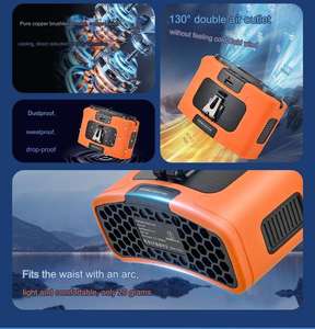 Ventilador de cintura más vendido, ventilador de cuello colgante de 20000mAh, pantalla LED de viento de 10 velocidades, ventilador portátil de viento fuerte para exteriores a prueba de polvo - Product Image 3