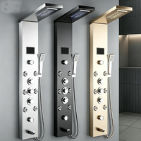 Ensemble de salle de bain intelligent avec écran de douche en acier inoxydable 304 doré de style européen et affichage numérique, idéal pour appartement