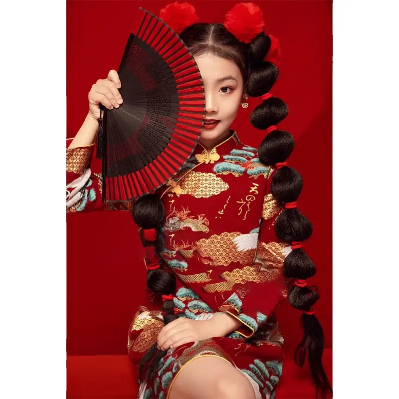 Elegante generoso stile cinese Cheongsam gonna abbigliamento per i bambini vestito per le ragazze abbigliamento per bambini all'ingrosso