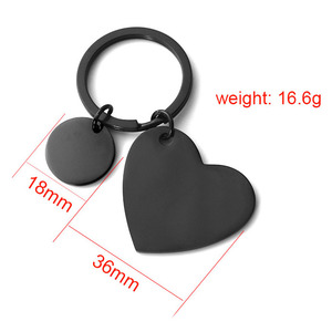 不锈钢心形镜子钥匙扣饰品心形和圆盘个性化雕刻 - Product Image 2