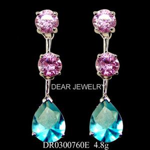 Orecchini Pendenti alla Moda in Argento Sterling 925 con Topazio Misterioso per Donna - Product Image 2