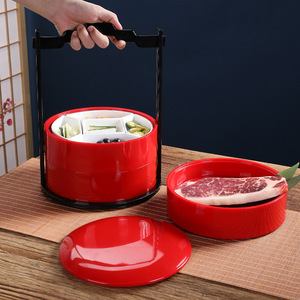 Chinese-Style Multi-Layered Round <b>Lunch</b> <b>Box</b> With Compartments For Food Storage And Portable Use - Product Image 2