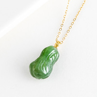 Pendentif en jade Hetian vert vieilli en forme de chou avec chaîne en bambou, collier sportif en jade naturel pour femme