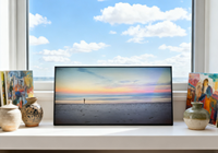 Toile murale de plage avec lumière LED bleue pour une ambiance estivale