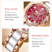 Pour POEDAGAR montre à Quartz de luxe pour femmes diamant or Rose céramique acier bande étanche montres lumineuses mode Relogio