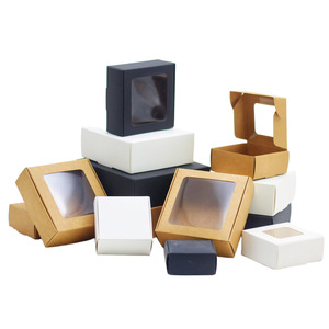 Caja <span class=keywords><strong>de</strong></span> Cartón Kraft Blanca/Negra Personalizada <span class=keywords><strong>de</strong></span> Fabricante Directo con Ventana <span class=keywords><strong>de</strong></span> PVC para Dulces/Galletas/Jabón - Product Image 3