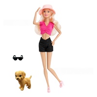 Lot de 5 tenues de poupée de mode de 30 cm cousues à la main pour l'été, décontractées, pour fêtes, plage, défilés de mode, avec chapeau, lunettes de soleil et chien de compagnie