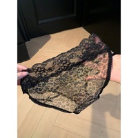 Nouveau style 2026 – Culotte string taille basse pour femme en gaze noire, imprimé léopard séduisant, dentelle sexy, respirante, coton-polyester