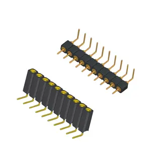 หัวต่อ Dip ขนาด2.54มม. ตัวเชื่อมต่อ2X40 1X40P แถวเดี่ยว Pcb หญิง2.54หัวมุมขวา