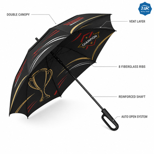 Paraguas de Golf Recto para Adultos de 54 Pulgadas, Apertura Automática, Resistente al Viento, Doble Toldo, 8 Varillas de Fibra de Vidrio, Mango de Bucle, Paraguas Grande para Lluvia - Product Image 4