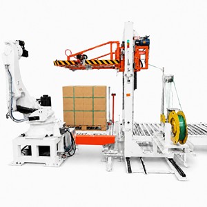 Machine de cerclage horizontale entièrement automatique, dispositif intelligent de cerclage de palettes, compatible avec la ligne de production de palettisation robotisée - Product Image 1