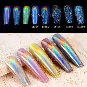 All'ingrosso colore arcobaleno olografico polvere Fine polvere per unghie cromo specchio Laser Glitter per unghie Slimes