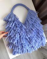 Sac fourre-tout d'été en raphia fait main avec franges et pompons, grande capacité, léger et durable, idéal pour la plage