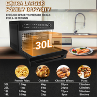 Four à friteuse à air 30 L pour la cuisine à domicile, four à friteuse à air 1800W 30 litres avec 18 préréglages, 6 accessoires, gril, rôti, cuisson, réchauffage