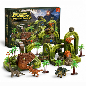 Circuit de Course Flexible 3D Magique, Ensemble de <span class=keywords><strong>Train</strong></span> Électrique Magnétique Dinosaure, Blocs de Construction de Rails, Jouets à Emboîter en Cubes avec 3 Circuits - Product Image 1