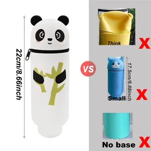 Étui à crayons mignon pour animaux 2 en 1, sac à crayons avec fermeture éclair, porte-stylo, étui à crayons en silicone souple, adapté à l'école et au bureau - Product Image 4