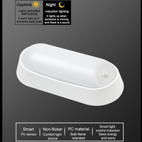 AC220V 10W tahan air IP65 koridor luar ruangan taman Modern inframerah Pir Sensor gerak Oval lampu dinding LED untuk koridor Taman