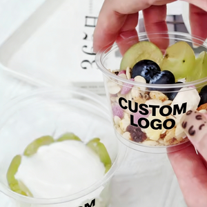 Juego de Vasos Desechables de Plástico PP para Yogurt y Postre, 100 ml, 90 mm, Vasos de Pared Simple con Tapas, Impresión UV - Product Image 2