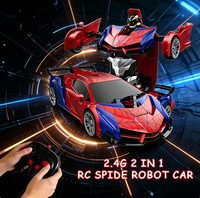 Coche Robot Transformable RC 2.4GHz 1:18, Transformación con una Sola Tecla, 360 °   Auto de Juguete para Niños con Rotación Automática y HD 1080P