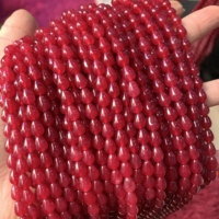Batu alam kualitas tinggi 5*7mm dicelup Ruby halus-permukaan tetesan air bentuk batu permata perhiasan batu alam