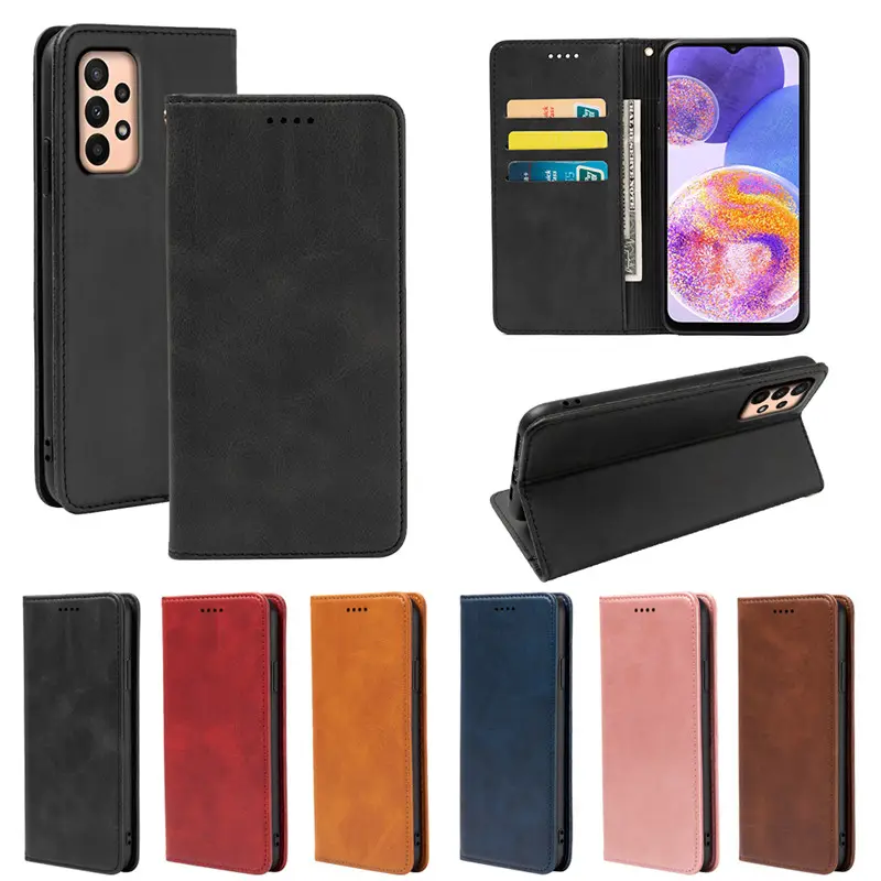 Flip Leather Phone Case For Samsung Galaxy S23 S22 Ultra S21 FE S20 Plus S10 S9 S8 Magnetic Wallet Cover Cases With Card Slots